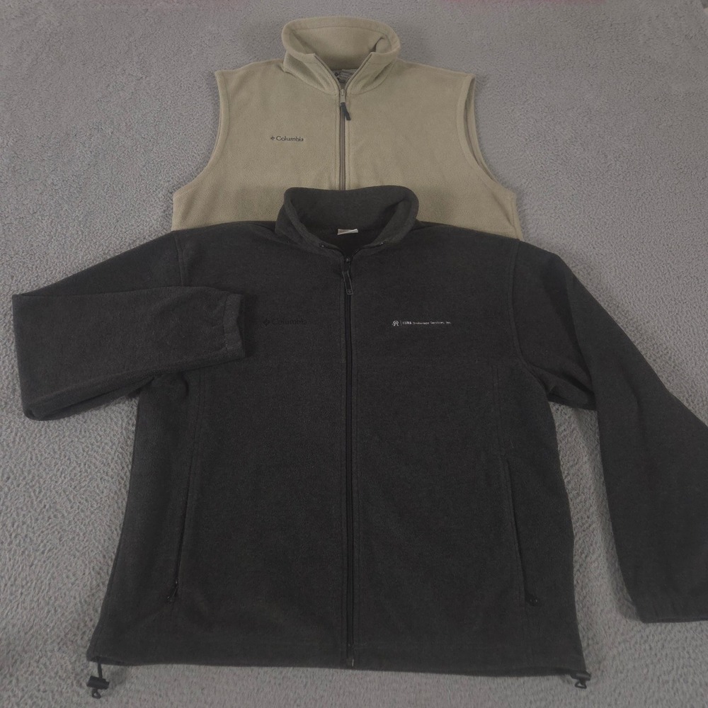 LOT OF 2 Columbia Jacket & Vest Mens XL Multi Cathedral Peak Steens Mountain 2.0